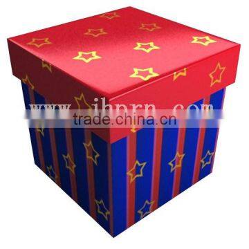 two pieces paper christmas gift box quad gloden star