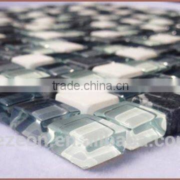 High quality low price stone and glass blend mosaic tile