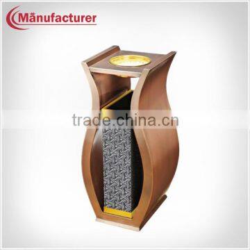 High level hotel spray painting waste storage ash bin/copper ashtray rubbish dustbin/ metal trash can