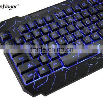 USB Wired Blue LED Backlit Computer Keyboard With Cool Crack Parttern photo-3