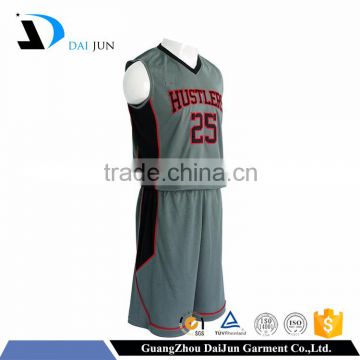 Daijun OEM grey and red polyester hot sale custom basketball jerseys