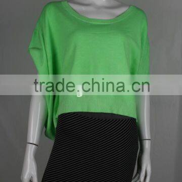 Ladies' Scoop Neck Poncho Botwing Sleeve Knitted Sweater