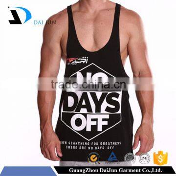 Daijun OEM latest design black letter 100% cotton men muscle gym singlets