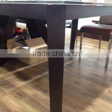 TB Rectangle Glass Top Wooden Dining Table Leather Chair Brown Wood Dinette Sets photo-3