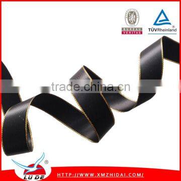 Direct factory gold edge satin ribbon for invitation ,polyester satin ribbon wholesale