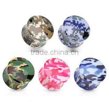 Camouflage Pattern Acrylic Ear Piercing flesh tunnel plug