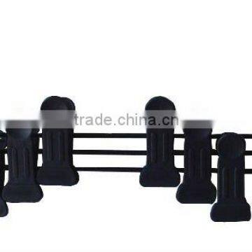 black metal clips bar with plastic clips. hangers metal fittings