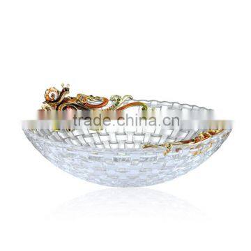 RORO Peace and Auspice enamel pewter crystal glass fruit holder