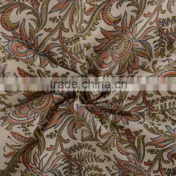 Indian Cotton Hand Block Print Fabric By Yard Ethnic Voile Natural Fabric For Upholstery Throw