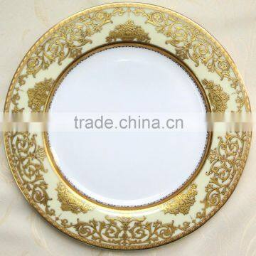 Porcelain dinnerware with high embossed gold quality