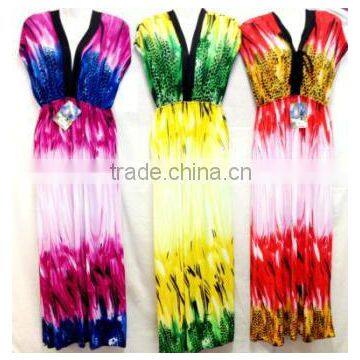 Wholesale V Neck Long Maxi Dresses Bright Colors