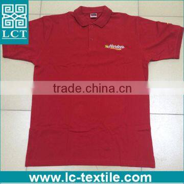 solid red color 100 pique cotton mens polo elongated t shirt LCTN2047