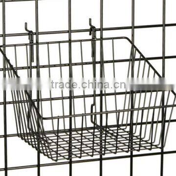 12 x 12 Wire Basket for Slatwall, Cascading Design - Black