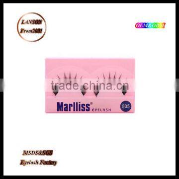 Wholesale diamond own brand strip eyelashes/Marlliss 505 korean eyelashes manufacturer