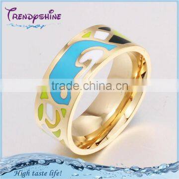 Fashion Gold Plated 316 Stainless Steel Enamel Book Ring