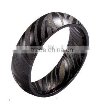 7mm black zirconium rings with free laser design wholesale black zirconium wedding bands