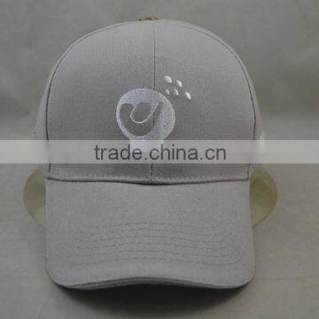 Professional custom 6 panel / 100% cotton/white embroidery trademark/gray/baseball cap