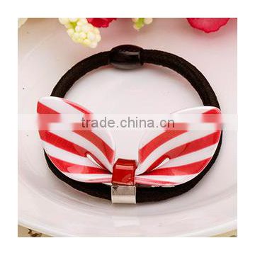 Black hair elastic with acrylic bow decoration hair rubber band children girls elastic hair band