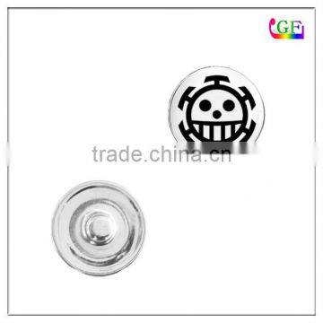 Skull pattern 18mm round brass base snap press button for leather bracelet