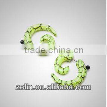 green and black skin unique acrylic piercing spiral ear plug stretchers