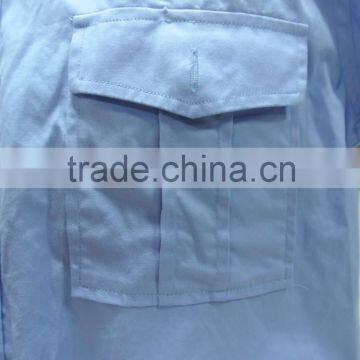 Cotton Polyester Sky Blue Arrow Short Sleeve Men Military Shirts photo-3