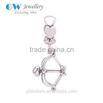 The True Love Bringer of Silver Cupid's Bow for Necklace & Bracelet 925 Silver Pendant Beautiful Arrow Charms for Girl