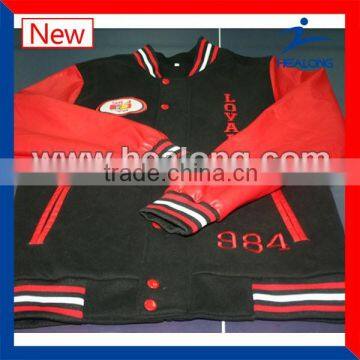 Custom Pleather Sleeves Patch Embroidery Fleece Varsity Jackets With Warm