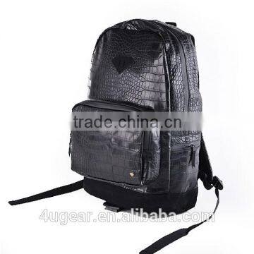 Black Leather School Laptop Backpack