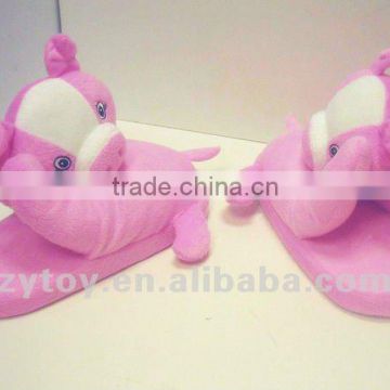 Plush funny hot pink slippers chubby plush pig slippers