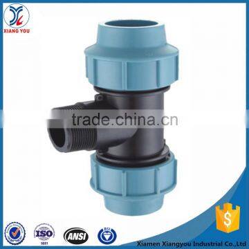 PP hdpe compression fittings male reducing tee