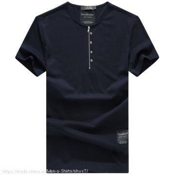yixigeluoBurst of men's summer short sleeved cotton t-shirt men's business training collar zipper shirt men's shirt POLO