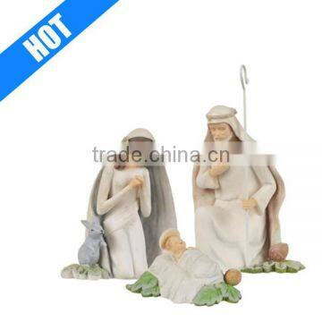 4 inch handmade painted poly resin christmas cheap nativity set