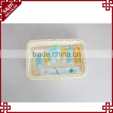 High quality plastic rattan rectangle shape widely use food basket suit