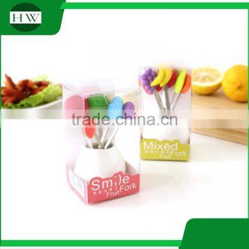 Silicone Stainless Steel Ceramic Tableware Cartoon Fruit Fork Set photo-5