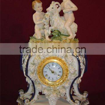 Pottery Home Decoration Art, Living Room Ceramic Desk Clock, Elegant Flower Ceramic Box Embedded Desk Clock photo-6