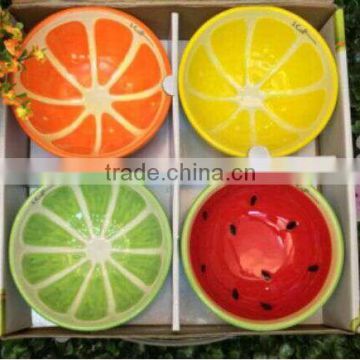 stocked fashion ceramic soup bowl with fruit painting,fruit shaped bowl,ceramic soup bowl set