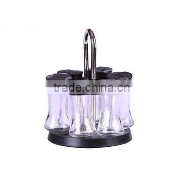 transparent glass condiment jar with plastic lid