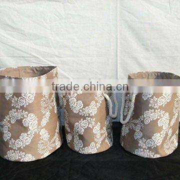 printed cloth storage with rope handle