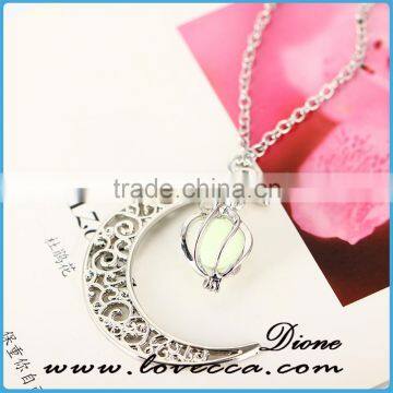 Moon Yellow Green Luminous Pendant Necklace Glow in the Dark Glowing Neckalce photo-6
