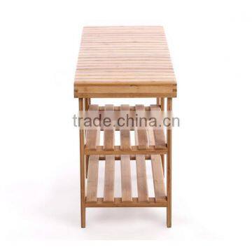2 Tier Natural Bamboo Shoe Rack for Home Decoration photo-3