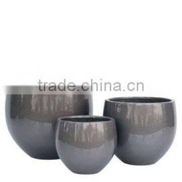 Grey Shiny polystone planter, durable fiberstone for home and garden