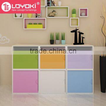 Colorful DIY Assembly Wood Cabinet MDF Stackable Cube Organizer Cube Storage Home Wood Furniture 2 Tier Storage Boxes photo-2