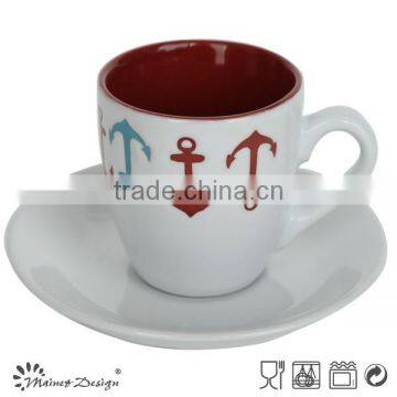Traditional European Style Tea Sets/Colored Bulk Ceramic Porcelain Tea Coffee Cup And Saucer photo-3