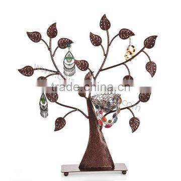 Metal bird jewelry tree display stand