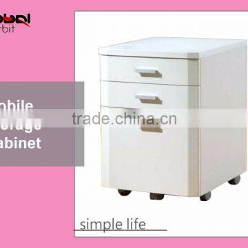 Rollling 3 Tier Drawer Mobile Storage Bedroom Table File Wooden Cabinet