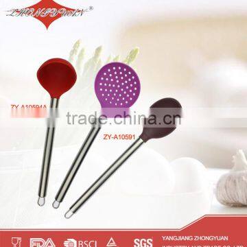 colorful stainless steel handle food silicone rubber kitchen utensils