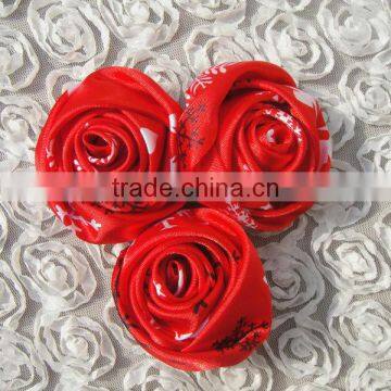 Decoration flower colorful hand made satin flower