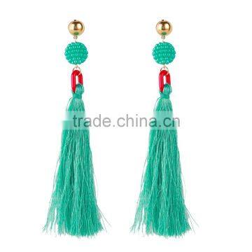 Bohemian Jewelry Imitation Pearls With Long Colorful Tassel Charms Earrings for Women photo-6