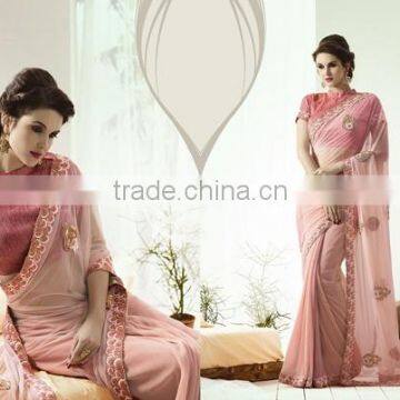 Heavy Embroidery Designer Saree Catonic/Nylon+Georgette with Neps dhupian Blouse/saree blouse hand designs/new border design sar