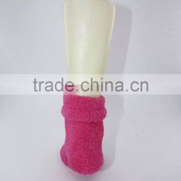 Anti Slip Polyester Chenille Cozy Fuzzy Folded Cuff Socks Women photo-3